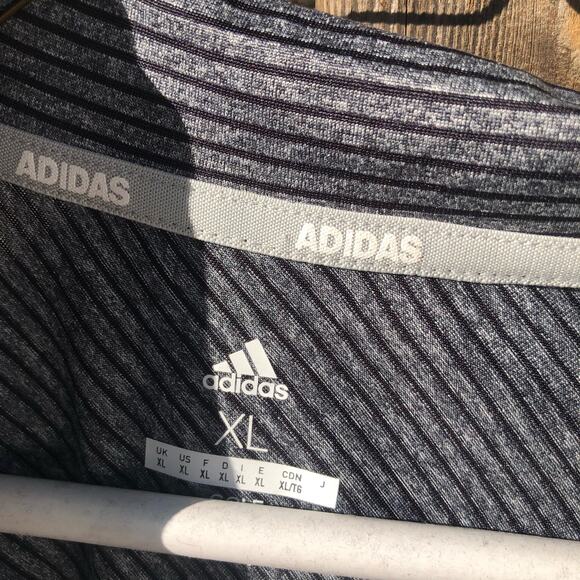 Men's Adidas Gray with Black StripesGolf Shirt Sz XL - Picture 3 of 6
